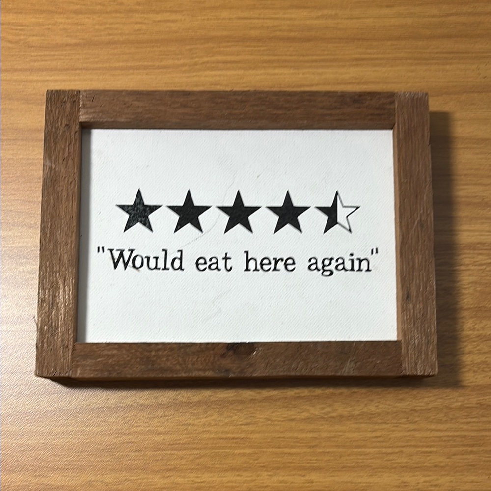 Wooden Framed Star Rating Sign